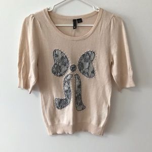 H&M BOW SWEATER WITH PEARL DETAILING